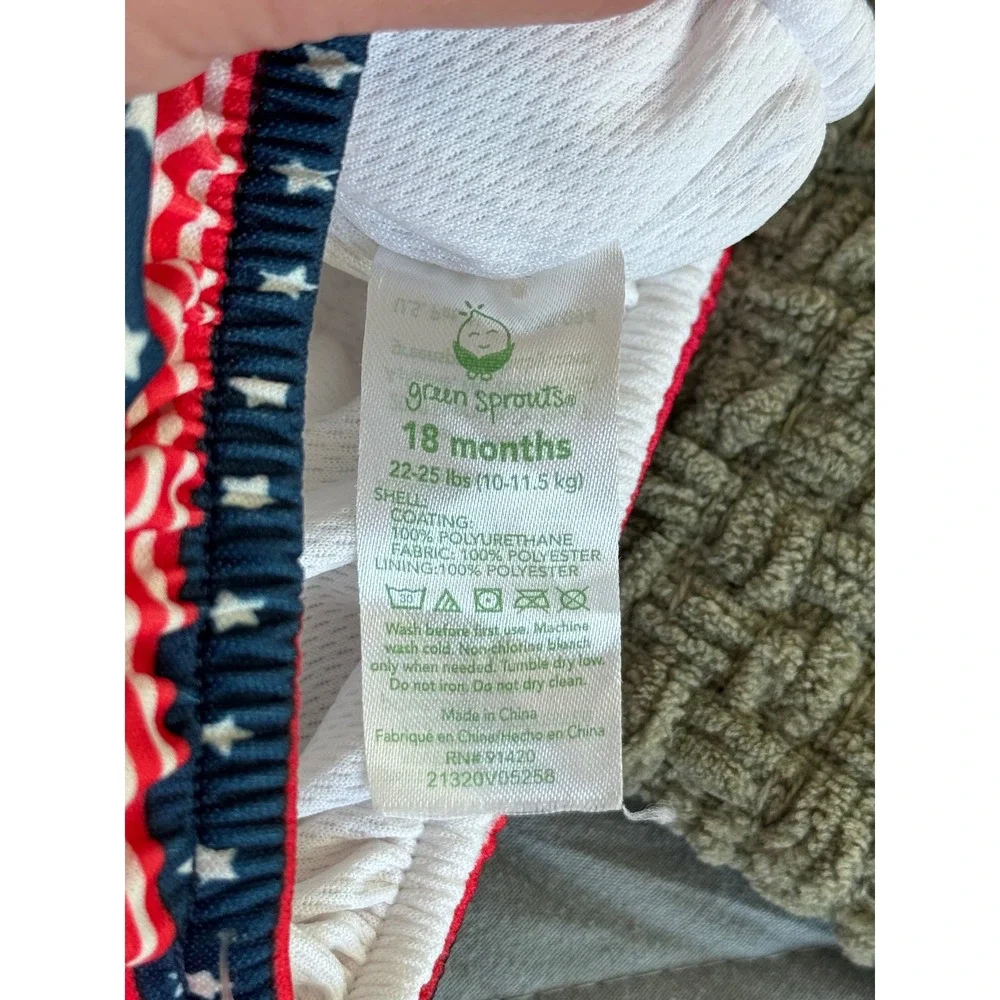 Green Sprouts Reusable Swim Diaper 18 Months Stars Stripes Patriotic Red Blue